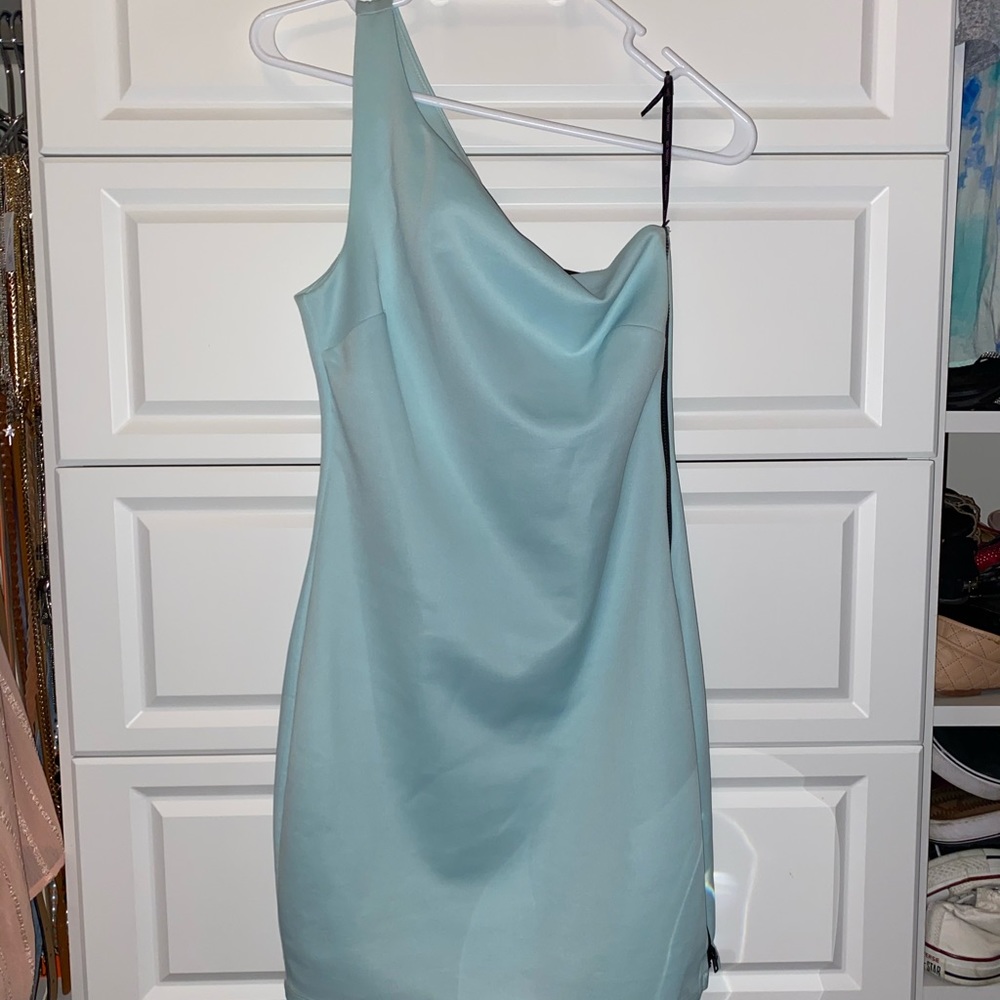 Baby Blue One Sleeve Mini Dress